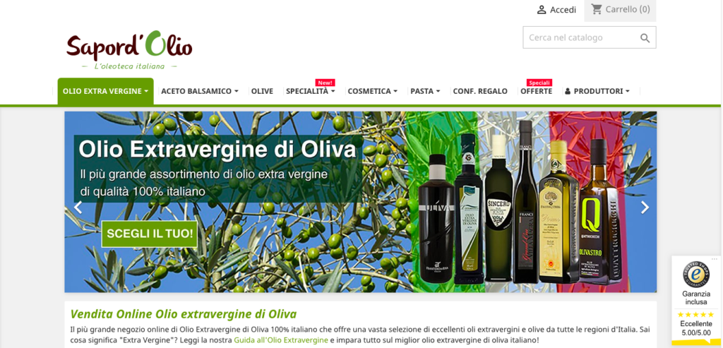 olio EVO ecommerce sapordolio